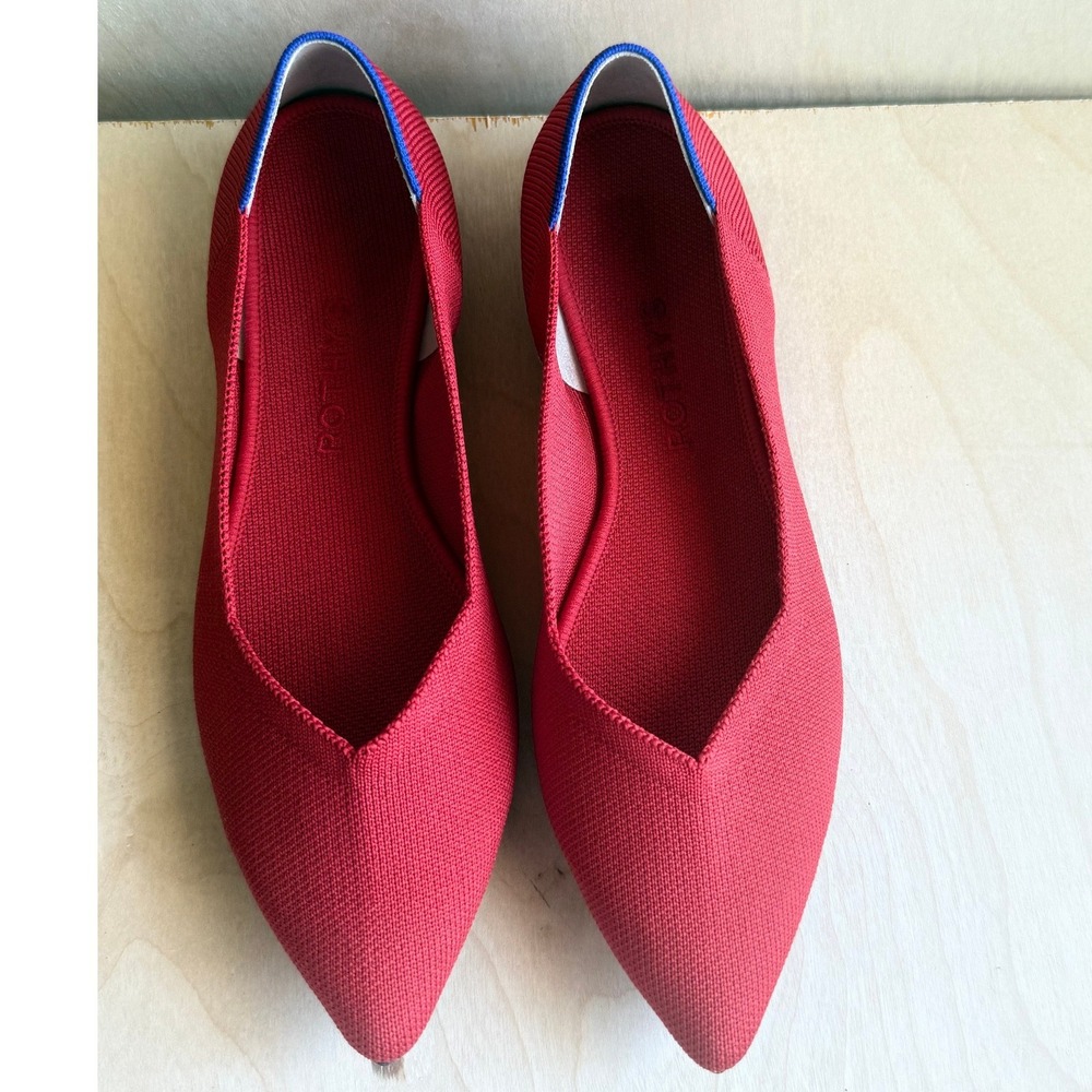 Rothy's Women 8.5 Red The Point Knit Flat Sustainable Washable Office Chic
